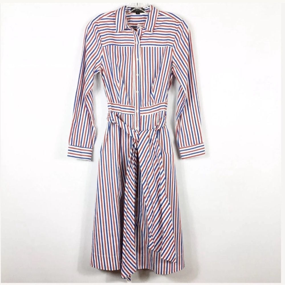 J. Crew Red and White Long Sleeve Dress Shirt